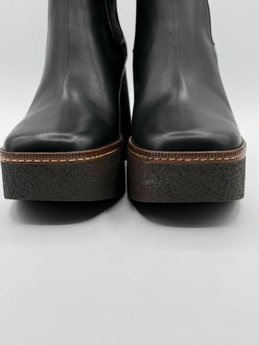 Pons Quintana Black Leather Platform Chelsea Chunky Block Heel, Modern Boots - Picture 11 of 16